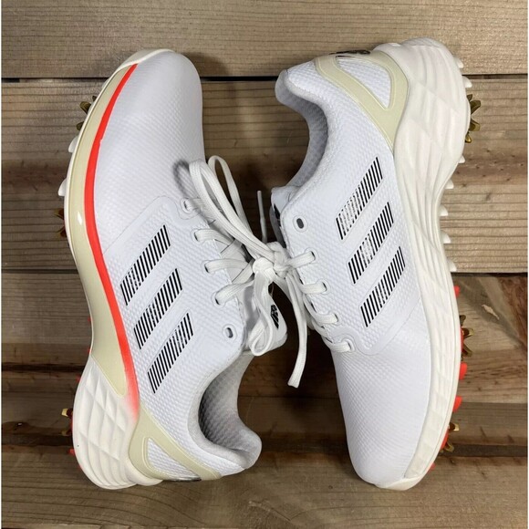 NEW Mens 7 Adidas ZG21 Tokyo Cloud White Core Black Solar Red Golf Cleats H69228 - Picture 1 of 9